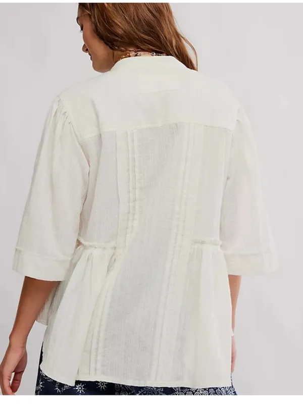 Free People We the Free Willow Button Down Ivory NWT size Small Light Boxy Airy - Image 2