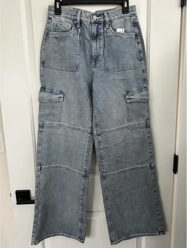 Pacsun Eco Light Indigo Mid Rise Baggy Cargo Jeans NWT Kiana Size 26 - Image 5