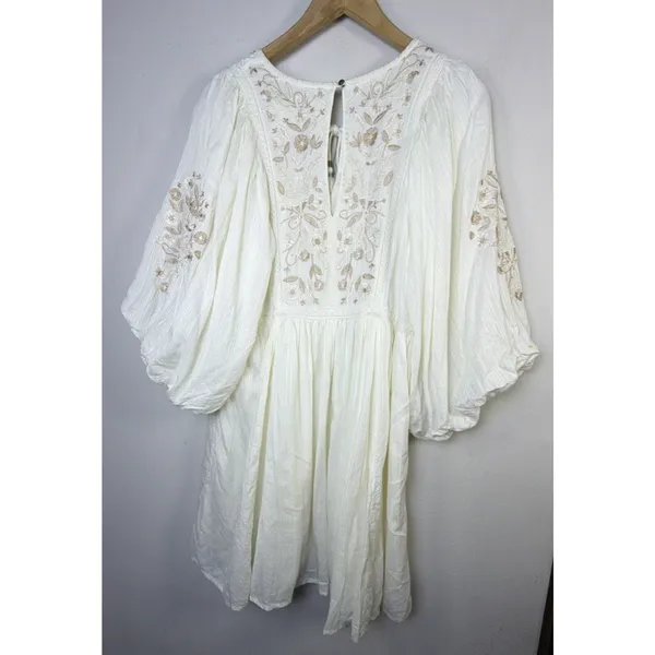 Anthropologie Viveka Embroidered Lace Mini Dress Medium goddess bohemian fairy - Image 14