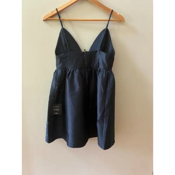 Lulu's NWT Satin Mini Dress | Size Small | Midnight Navy | Adjustable Straps - Image 3