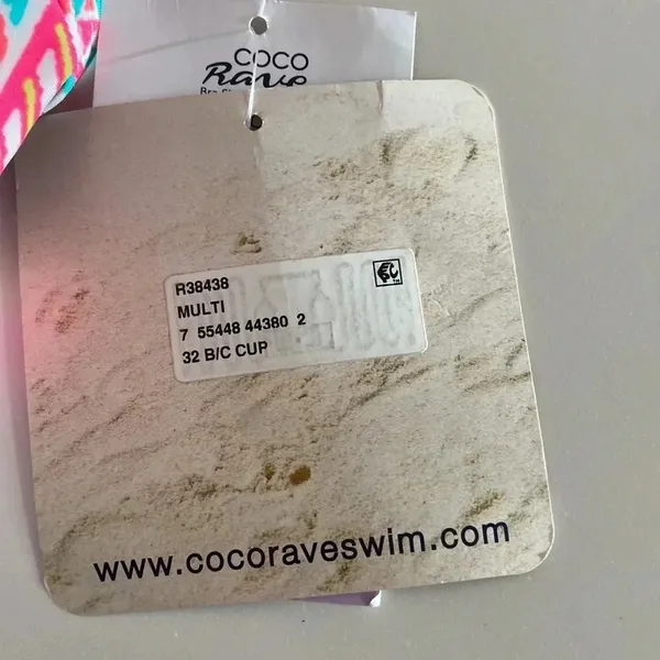 NWT Coco‎ Rave 32 B/C halter push-up bikini top bright ruched - Image 11