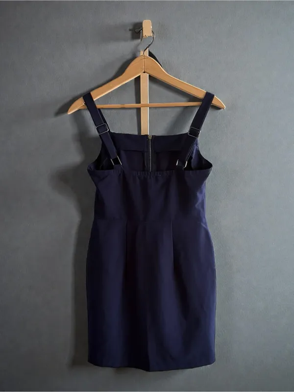Kingston Grey‎ Navy Blue Zip Front Pinafore Dress Size S - Image 2
