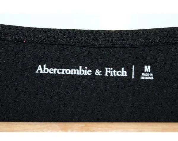 Womens Abercrombie & Fitch Black Cotton Basic Cropped Tee T-shirt Size Medium - Image 3