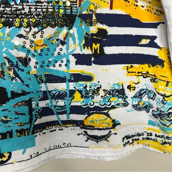 Palm Grove Bon Voyage‎ Sequin Graphic Scoop Neck 3/4 Sleeve Tee - Image 4