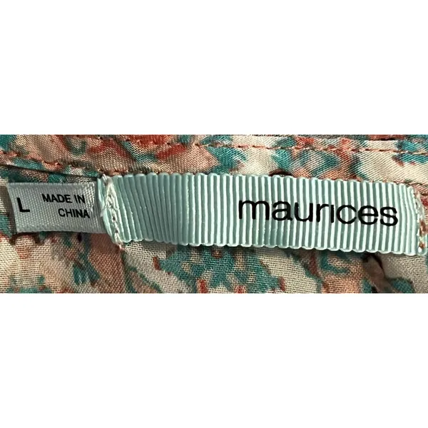 Maurices Women's Baby Doll Blouse Elastic‎ Waist Size L 28" Long x 20" PTP - Image 3