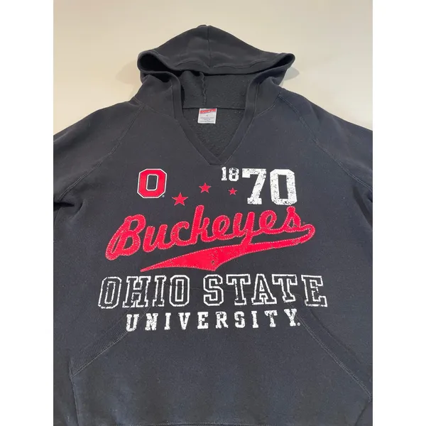 Soffe NCAA Ohio State Buckeyes Hoodie Size L Black Distressed Logo - Image 2