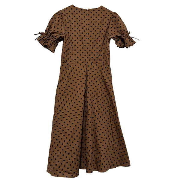 Petal & Pup Polka Dot Midi Dress Womens Large Brown Pinup Retro Brown‎ Black - Image 2