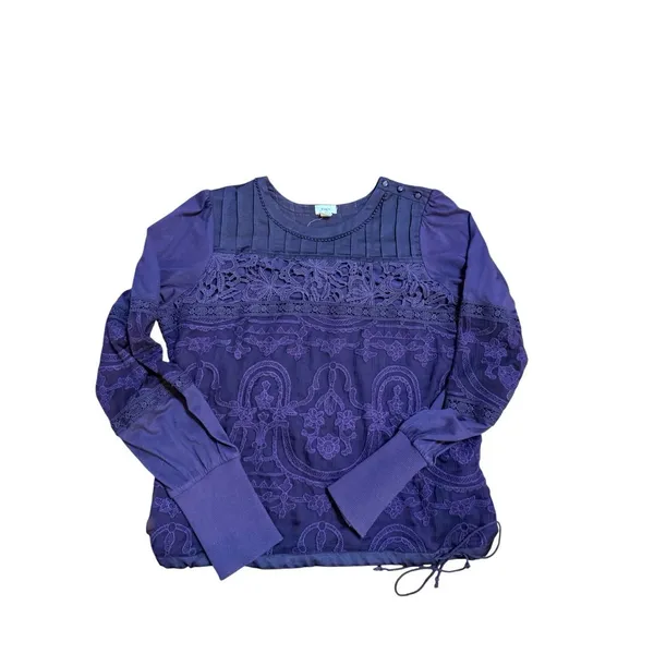 TINY by‎ Anthropologie Violet Lace Mixed Media Blouse Sz S - Image 12