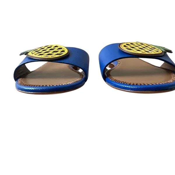 Tory Burch‎ Pineapple Accent Slide Sandals Blue Size 7 - Image 7