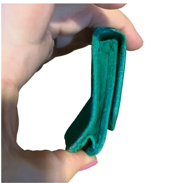 Vintage 1990'S Lillian Vernon Teal.Green Suede Change Purse Wallet - Image 4