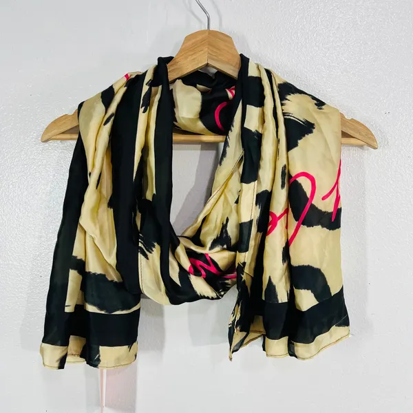NWT Juicy Couture Los Angeles Satin Scarf Tiger Cheetah Print Pink Logo One Size - Image 3