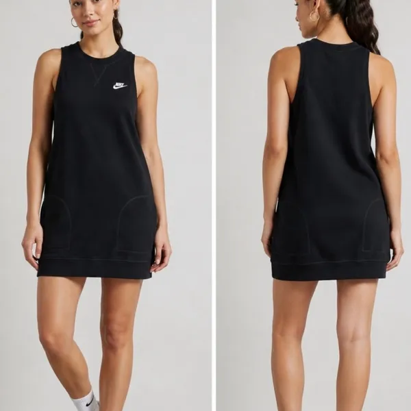 Nike Black Sleeveless Sweatshirt Mini Dress - size Large - Image 2
