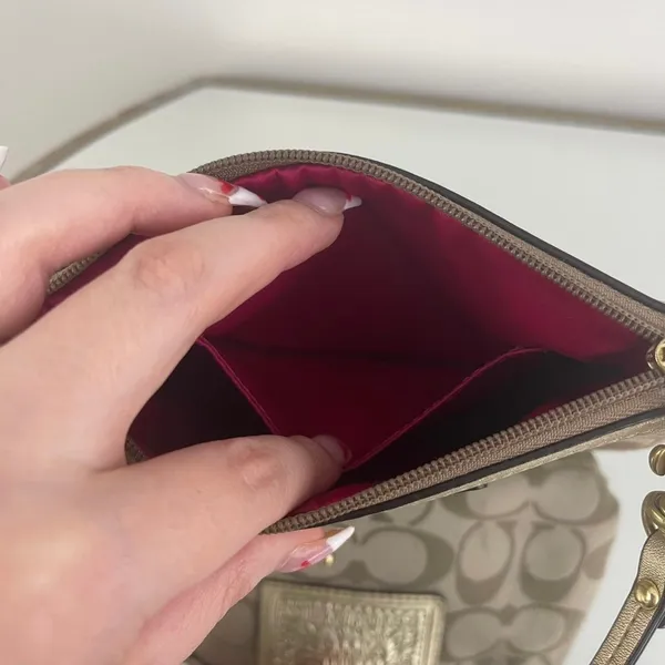 COACH Y2K Brown Logo Monogram Vibrant Graphic Studded Mini Wristlet Coin Wallet - Image 10