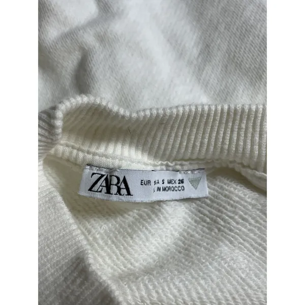 Zara LA Women's Embroidery Patchwork Plush Crop Varsity Sweater Sweatshirt Top S - Image 5