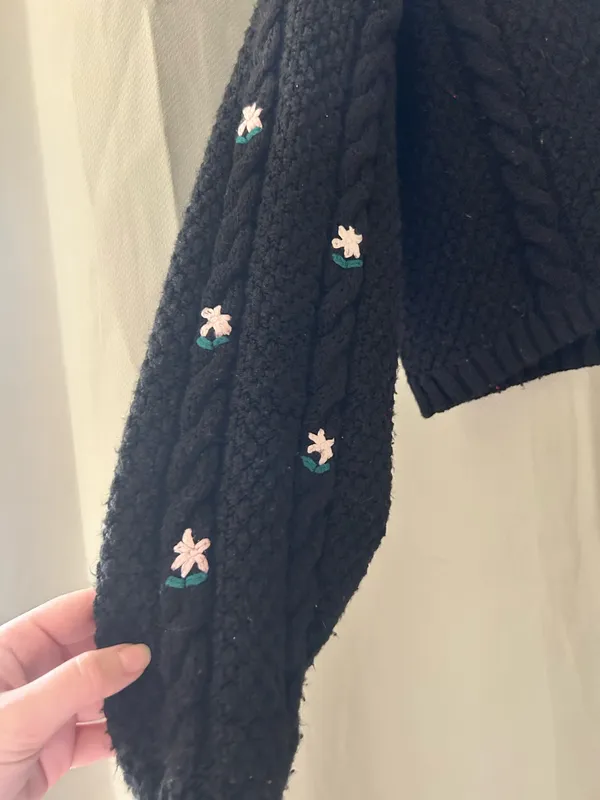 Wild Fable Black Cropped Button Sweater - Image 2