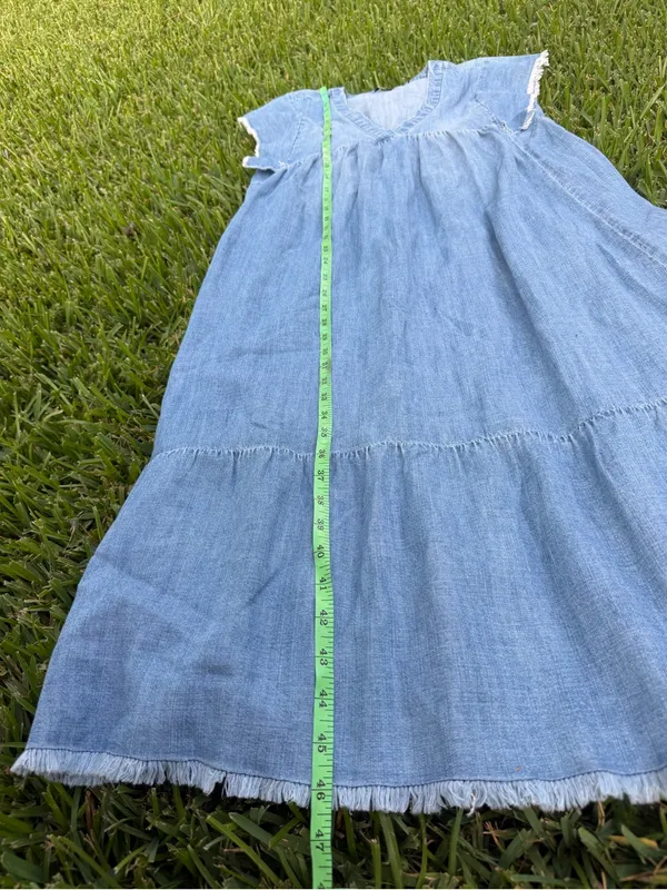 Billy T Lovestruck Denim Lyocell Midi Dress Frayed Trim Blue Size Small $148 - Image 5