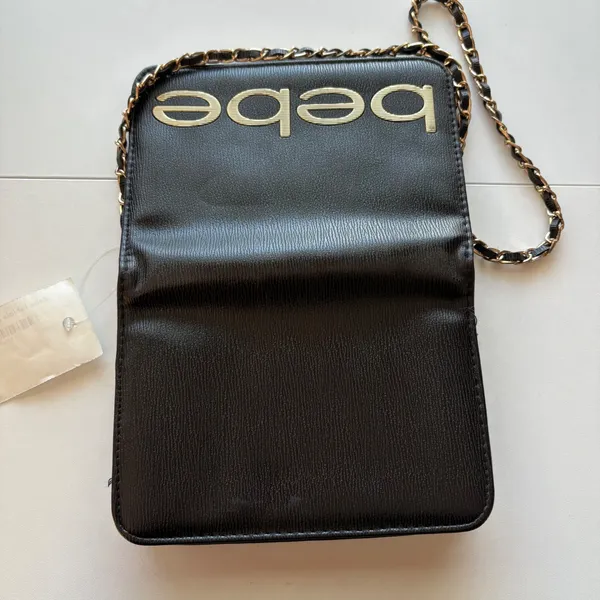 Bebe Fabiola Black Saffiano‎ Crossbody Chain Shoulder Bag - Image 8