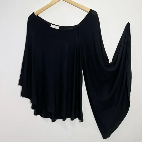 Revolve‎ Alexis One Shoulder Top With Bell Sleeve Black Small Minimalist Elegant - Image 2