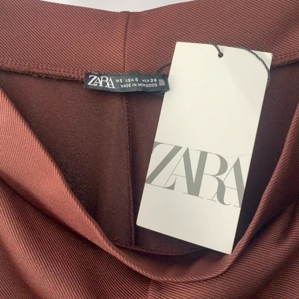 NWT Zara Serged Jogging Pants‎ In Brown Size Small - Image 3