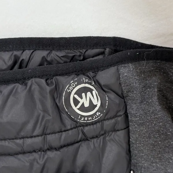 Michael Kors Black Knit-Sleeve Puffer Coat Hooded‎ Zip Up Women's Size Small - Image 6