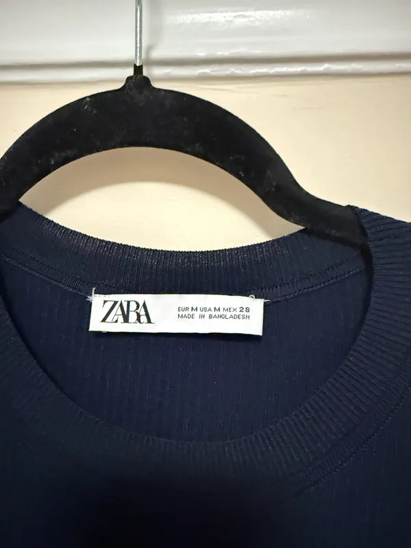 ZARA Navy Long Sleeve Blouse - Image 2