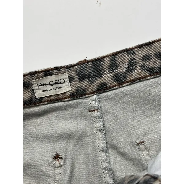 Pilcro Leopard Animal Print Wide Leg Pants Size 28 Petite High-Rise Cuffed Hem - Image 5