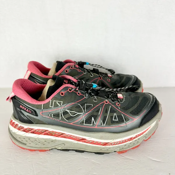 Hoka One One Women's Stinson ATR Trail Running Shoe Size 7 Hiking Gray Red - Image 2