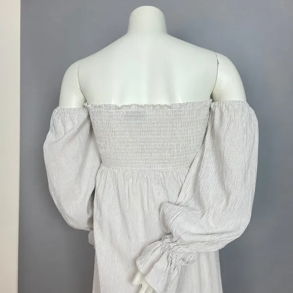 Petal + Pup Off The Shoulder Dress Domenica Striped Neutral Women 2 Midi Smocked - Image 10