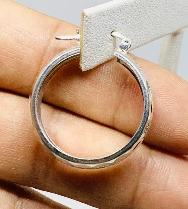 Stamped Sterling Silver 925 Women’s Hoop Earrings ❤️ Aretes Argolla de Mujer - Image 3