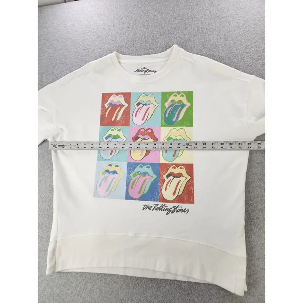 Rolling Stones Womens Vintage Logo Sweatshirt Pullover Shirt SZ Oversized Medium - Image 6