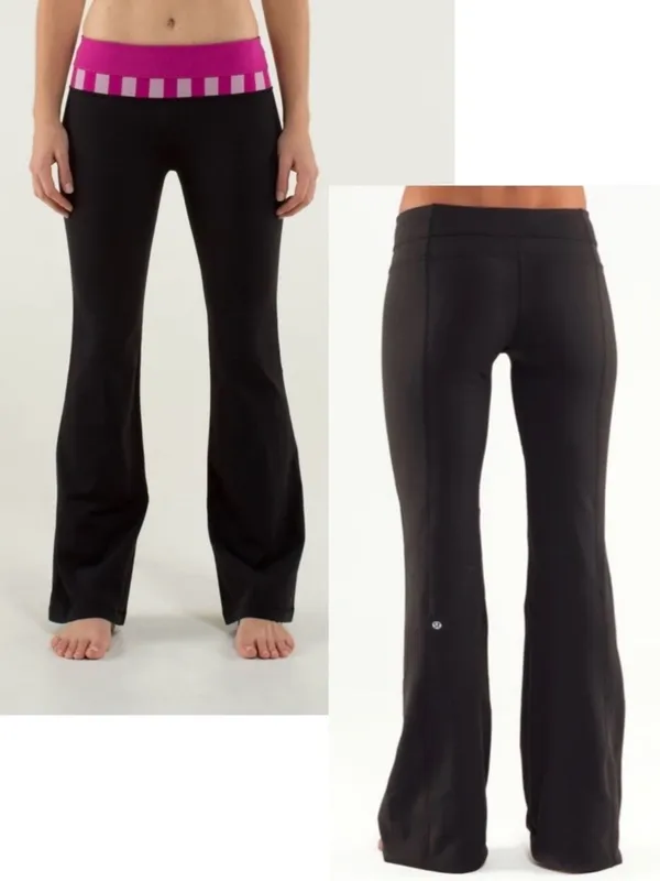 Lululemon Reversible Groove Pant *Full-On Luon in Black Raspberry Macro Strip - Image 2