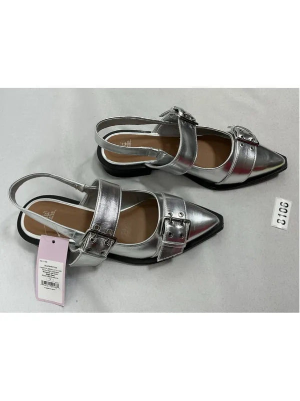 Womans NWT Wild Fable Peyton Slingback Slipon Flat Shoes Silver 7 - Image 2