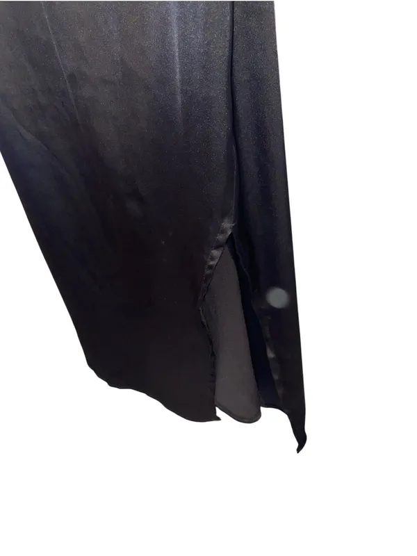 Chic Black Cat Halloween Costume Set Satin Slip Dress & Rhinestone Ears - Image 6