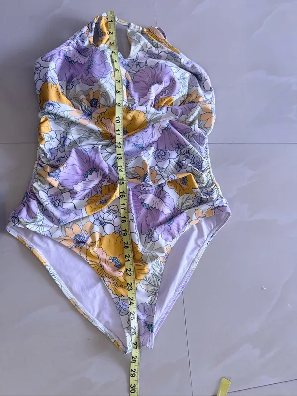 Cupshe Pastel Floral One-Piece Swimsuit in Lavender and Orange - Image 15
