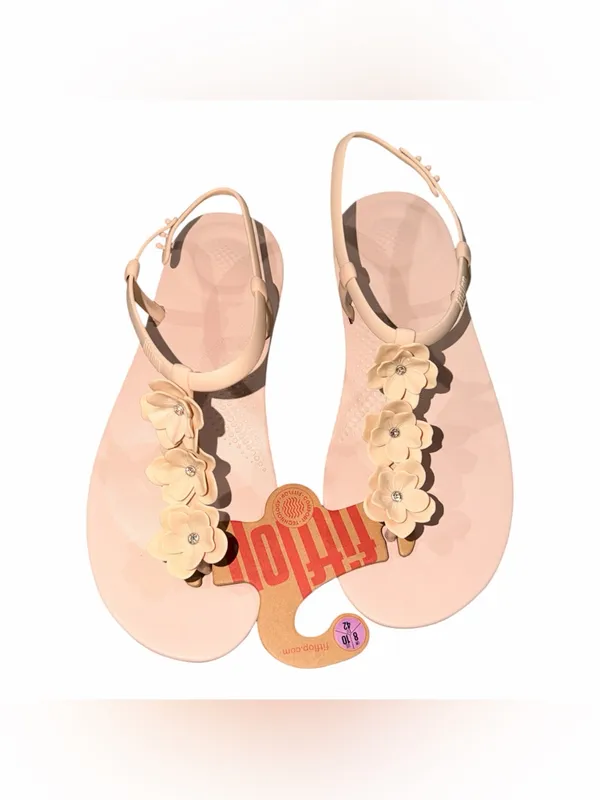 NEW FitFlop Splash Flower T-Strap Sandal 10 M, NUDE ROSE - Image 7