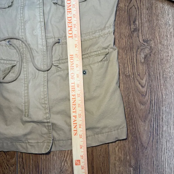 Old Navy Tan Utility Jacket Military Style Pockets 100%‎ Cotton Womens Small - Image 6