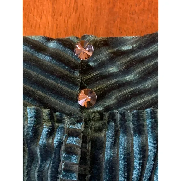 Cable & gauge Top Large Green Velvet look Texture Stripe Turtleneck - Image 7