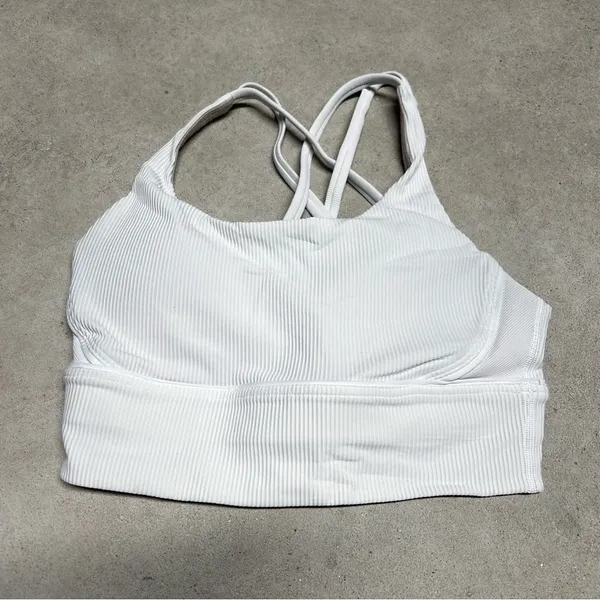 Lululemon Energy Sports Bra Long Line Texture Ribbed Padded White Size 6 - Image 3