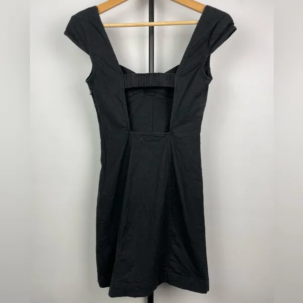 Urban Outfitters‎ Black Linen Blend Sweetheart Fitted Mini Dress - Image 7