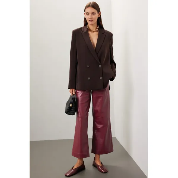 Joe's Jeans Mia Vegan Leather Pants Burgundy Wide Leg Cropped High Rise 31 - Image 8