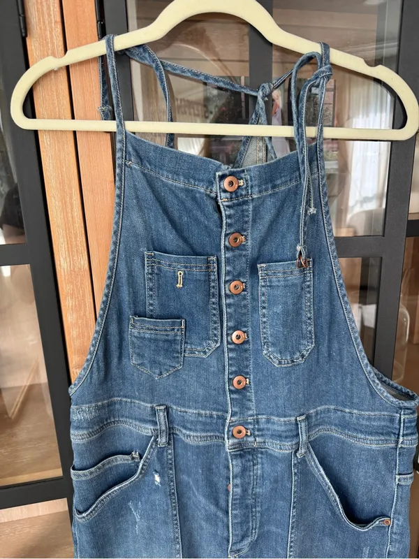 Pilcro painter denim overalls jumpsuit Anthropologie medium was straight leg - Image 4