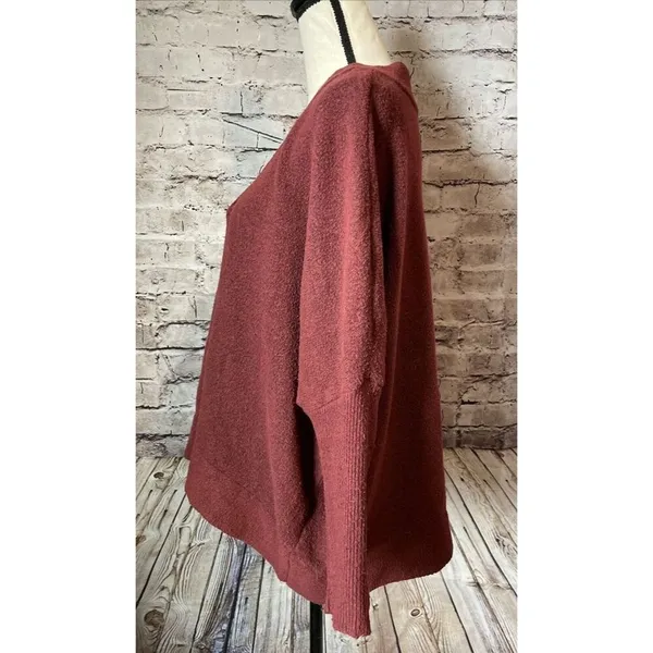 Anthropologie Womens Sweater V Neck‎ Boxy Dolman Rust Size S - Image 3