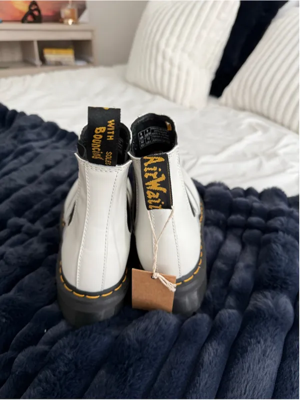 Women's Dr. Martens 2976 Quad Ankle Boots, White/Black, Size 10 - Image 3