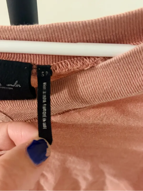 Urban Outfitters Cropped V-Neck Long Sleeve Top - Rust Pink - Image 5
