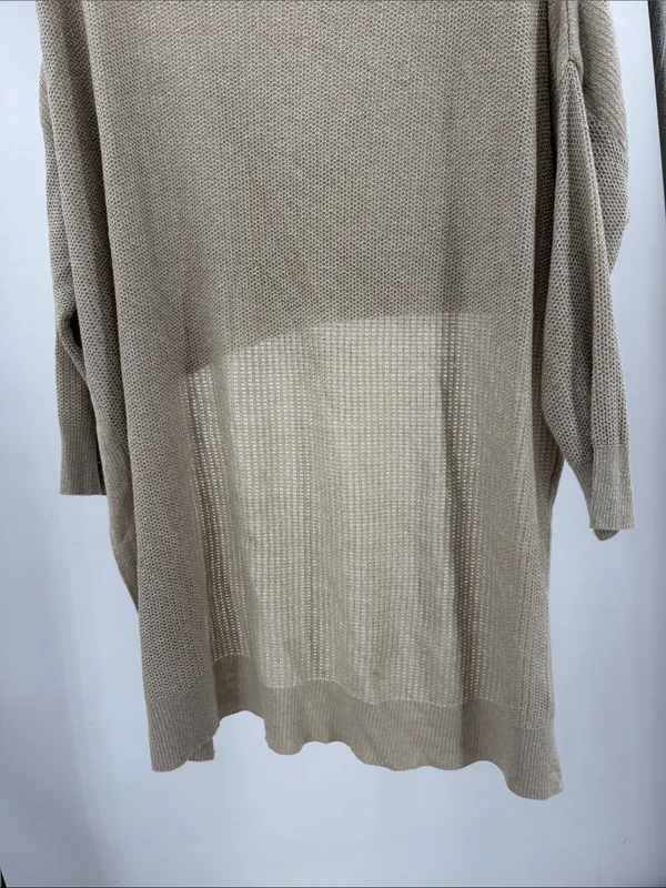 Pull&Bear oversized fine-knit sweater dramatic high-low asymmetrical hem linen S - Image 4