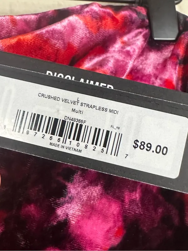 NWT Steve Madden Crushed Velvet Floral Strapless Midi Dress - Image 4