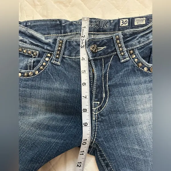 Y2K Miss Me Women's Blue Boot Cut Jeans W30 - Image 5