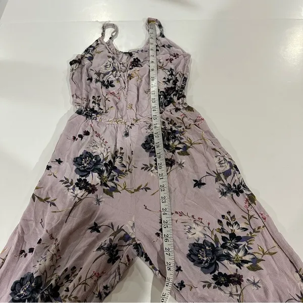 American Eagle Lavender Floral Sleeveless Wide‎ Leg Jumpsuit Size S - Image 10