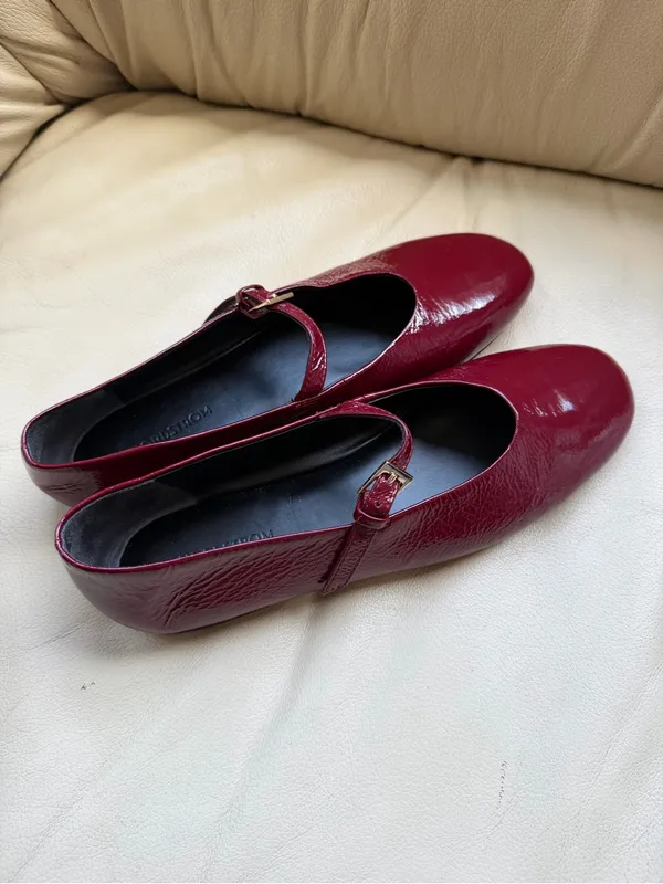 Nordstrom Burgundy Patent Leather Mary Jane Flats 6M Ballet Core Y2K Chic Retro! - Image 10