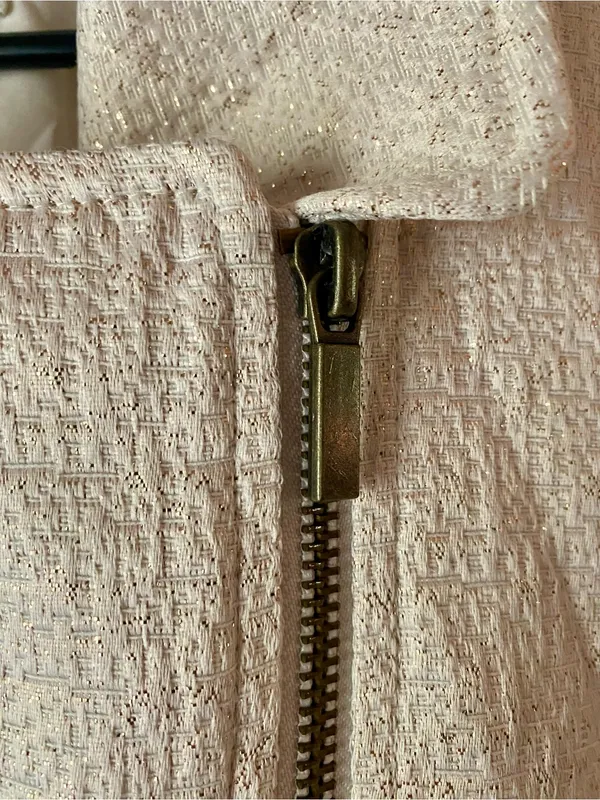 Women's Off White Textured Moto Jacket - Image 5